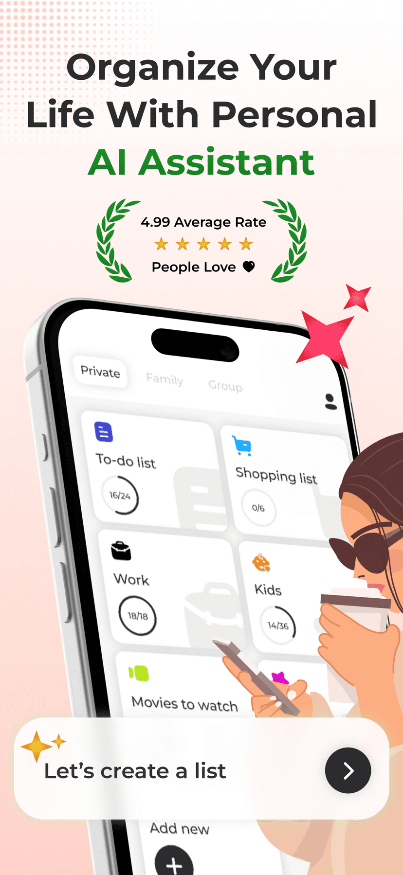 My List AI widget preview